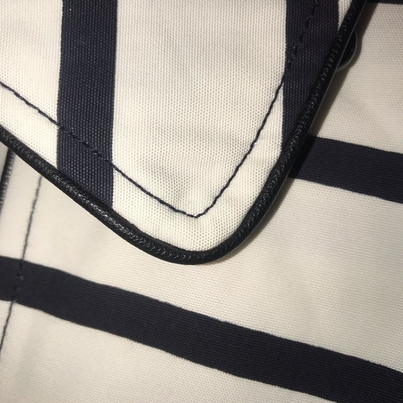 * SOLD *Khujo White with Navy Stripes Trench Coat - Picture 9 of 14